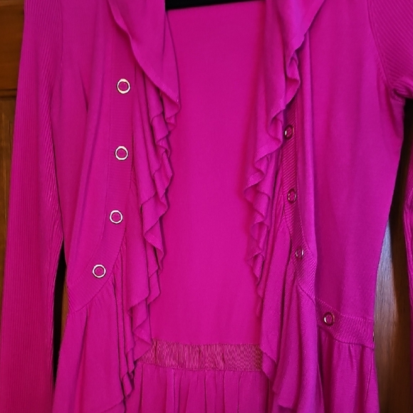 Cache Magenta Ruffled Cardigan - Picture 5 of 5